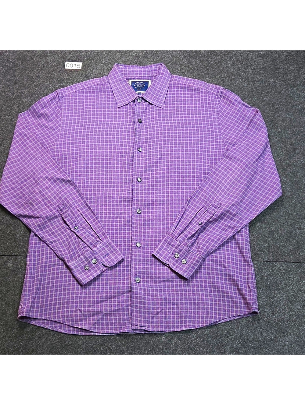 Charles Tyrwhitt Men’s L Purple/Blue Check Slim Fit Long Sleeve Dress Shirt
